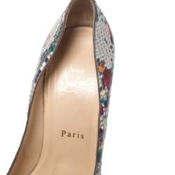 Christian Louboutin Multicolor Python Bianca Platform Pumps Size 37