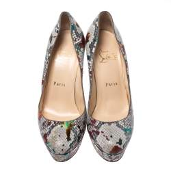 Christian Louboutin Multicolor Python Bianca Platform Pumps Size 37