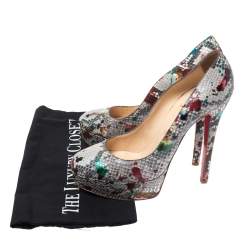 Christian Louboutin Multicolor Python Bianca Platform Pumps Size 37