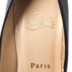 Pre Owned Christian Louboutin Black Leather Daffodile Platform Pumps Size 37.5