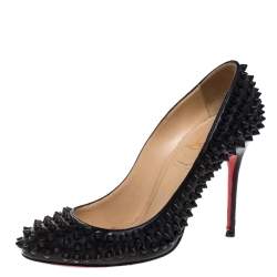 Christian Louboutin Black Leather Fifi Spike Pumps Size 36