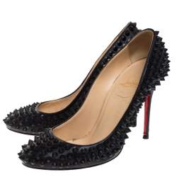 Christian Louboutin Black Leather Fifi Spike Pumps Size 36