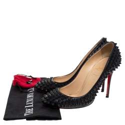 Christian Louboutin Black Leather Fifi Spike Pumps Size 36