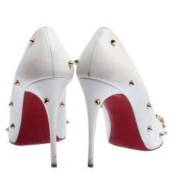 Pre Owned Christian Louboutin White Leather Degraspike Pumps Size 38.5