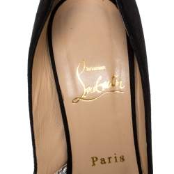 Pre Owned حذاء كعب عالي كريستيان لوبوتان مقدمة مدببة شبك وسويدى أسود مقاس 37