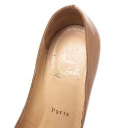 Pre Owned Christian Louboutin Beige Patent Leather So Kate Pointed Toe Pumps Size 35.5
