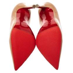 Pre Owned Christian Louboutin Beige Patent Leather So Kate Pointed Toe Pumps Size 35.5