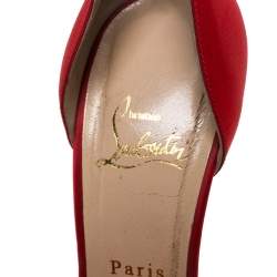 Pre Owned Christian Louboutin Red Satin Bow D'Orsay Open Toe Pumps Size 39.5
