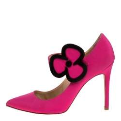 Pre Owned Christian Louboutin Pink Satin Pensee Mary Jane Pumps Size 38.5