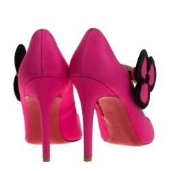 Pre Owned Christian Louboutin Pink Satin Pensee Mary Jane Pumps Size 38.5