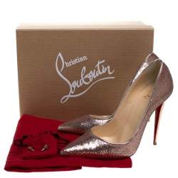 Christian Louboutin Metallic Rose Gold Sequin And Leather So Kate Pumps Size 38