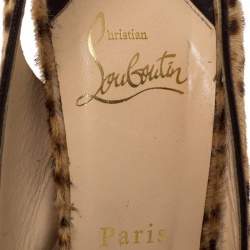 مملوكة مسبقًا Christian Louboutin Brown Calf hair Jenny Knotted Slingback Platform Sandals Size 38