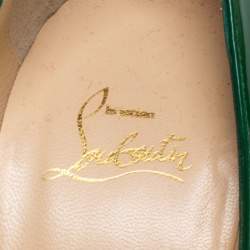 مملوكة مسبقًا Christian Louboutin Green Patent Leather Lady Peep Toe Platform Pumps Size 38.5