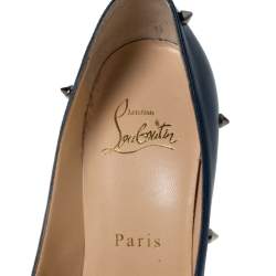 مملوكة مسبقًا Christian Louboutin Blue Leather Degraspike Pointed Toe Pumps Size 35