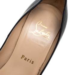 Pre Owned Christian Louboutin Black Leather Bianca Platform Pumps Size 36