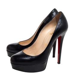 Pre Owned Christian Louboutin Black Leather Bianca Platform Pumps Size 36