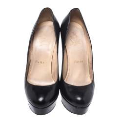 Pre Owned Christian Louboutin Black Leather Bianca Platform Pumps Size 37