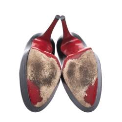 Pre Owned Christian Louboutin Black Leather Bianca Platform Pumps Size 37