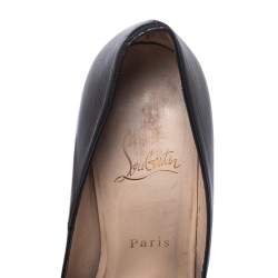 Pre Owned Christian Louboutin Black Leather Bianca Platform Pumps Size 37