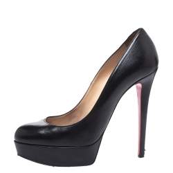 Pre Owned Christian Louboutin Black Leather Bianca Platform Pumps Size 37
