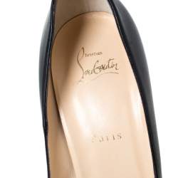 Pre Owned Christian Louboutin Black Leather Lady Peep Toe Platform Pumps Size 41