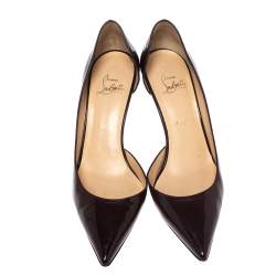 Pre Owned Christian Louboutin Black Patent Leather Iriza D'orsay Pointed Toe Pumps Size 39