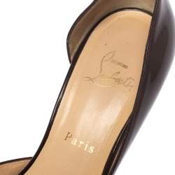 Pre Owned Christian Louboutin Black Patent Leather Iriza D'orsay Pointed Toe Pumps Size 39