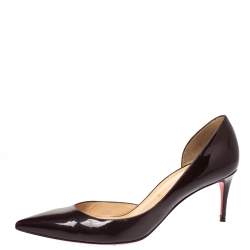 Pre Owned Christian Louboutin Black Patent Leather Iriza D'orsay Pointed Toe Pumps Size 39
