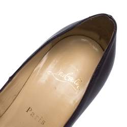 Pre Owned Christian Louboutin Dark Plum Leather Zipper Heel Platform Pumps Size 36.5