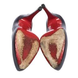 Pre Owned Christian Louboutin Dark Plum Leather Zipper Heel Platform Pumps Size 36.5