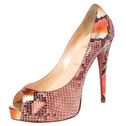 Pre Owned Christian Louboutin Multicolor Python Hyper Prive Peep Toe Platform Pumps Size 40