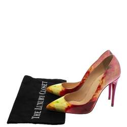 Pre Owned Christian Louboutin Multicolor Marble Patent Leather So Kate Pointed Toe Pumps Size 36.5