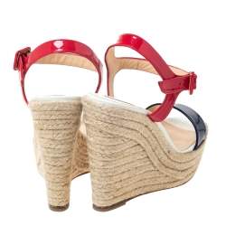 Pre Owned صندل إسبادريل كريستيان لوبوتان كعب روكي سباشيكا جلد لامع ثلاثي اللون  مقاس 37