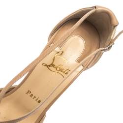 مملوكة مسبقًا Christian Louboutin Beige Leather Strappy Platform Sandals Size 38.5