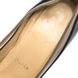 Christian Louboutin Black Patent Leather and PVC Paulina Pointed Toe Pumps Size 36.5