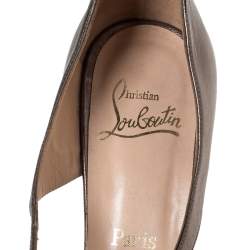 Pre Owned Christian Louboutin Bronze Leather Scissor Girl Peep Toe Pumps Size 39.5