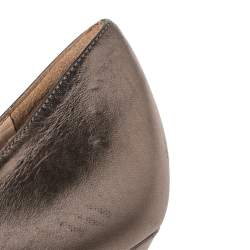 Pre Owned Christian Louboutin Bronze Leather Scissor Girl Peep Toe Pumps Size 39.5