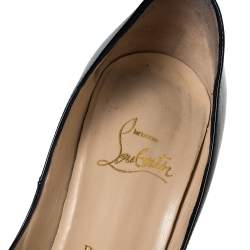 Pre Owned Christian Louboutin Black Patent Leather Lady Peep Toe Platform Pumps Size 36