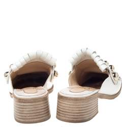 Pre Owned Christian Louboutin White Patent Leather Octavian Mula Mule Sandals Size 38