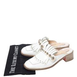 Pre Owned Christian Louboutin White Patent Leather Octavian Mula Mule Sandals Size 38