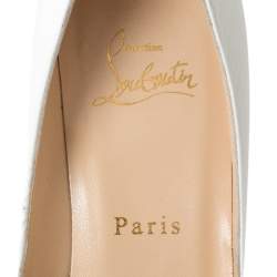 مملوكة مسبقًا Christian Louboutin White Leather New Prive Spiked Peep Toe Pumps Size 37