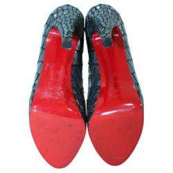 Pre Owned حذاء كعب عالي كريستيان لوبوتان ساتان وترتر لامع موزايك سوبيك أزرق مقاس 39