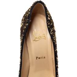 Pre Owned حذاء كعب عالي كريستيان لوبوتان بيانكا بني بترتر مزخرف نعل سميك مقاس 39.5