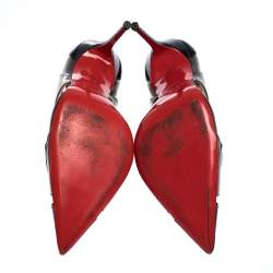 Pre Owned Christian Louboutin Multicolor Patent And Leather Galata Pointed Toe Cutout Pumps Size 38.5