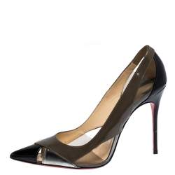 Pre Owned Christian Louboutin Multicolor Patent And Leather Galata Pointed Toe Cutout Pumps Size 38.5