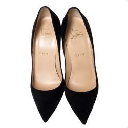 Pre Owned Christian Louboutin Black Suede So Kate Pointed Toe Pumps Size 38