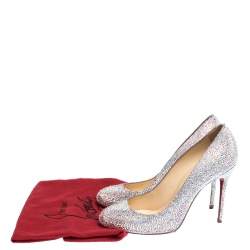 Pre Owned Christian Louboutin Silver Strass Fifi Pumps Size 38.5