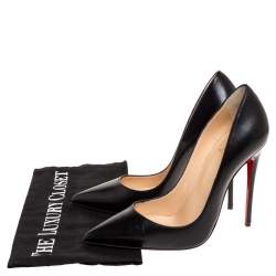 Pre Owned Christian Louboutin Black Leather So Kate Pointed Toe Pumps Size 36