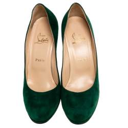 مملوكة مسبقًا Christian Louboutin Green Suede New Simple Platform Pumps Size 40