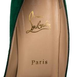 مملوكة مسبقًا Christian Louboutin Green Suede New Simple Platform Pumps Size 40